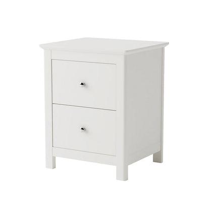 Mainz White Wood 2 Drawer Bedside Cabinet