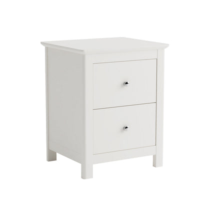 Mainz White Wood 2 Drawer Bedside Cabinet