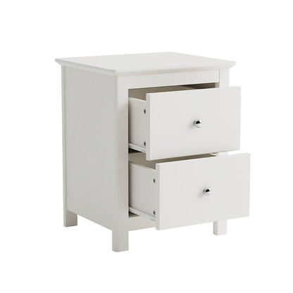 Mainz White Wood 2 Drawer Bedside Cabinet