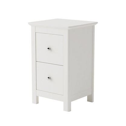 Iznik White Wood 2 Drawer Petite Bedside Cabinet