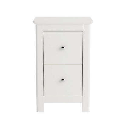 Iznik White Wood 2 Drawer Petite Bedside Cabinet