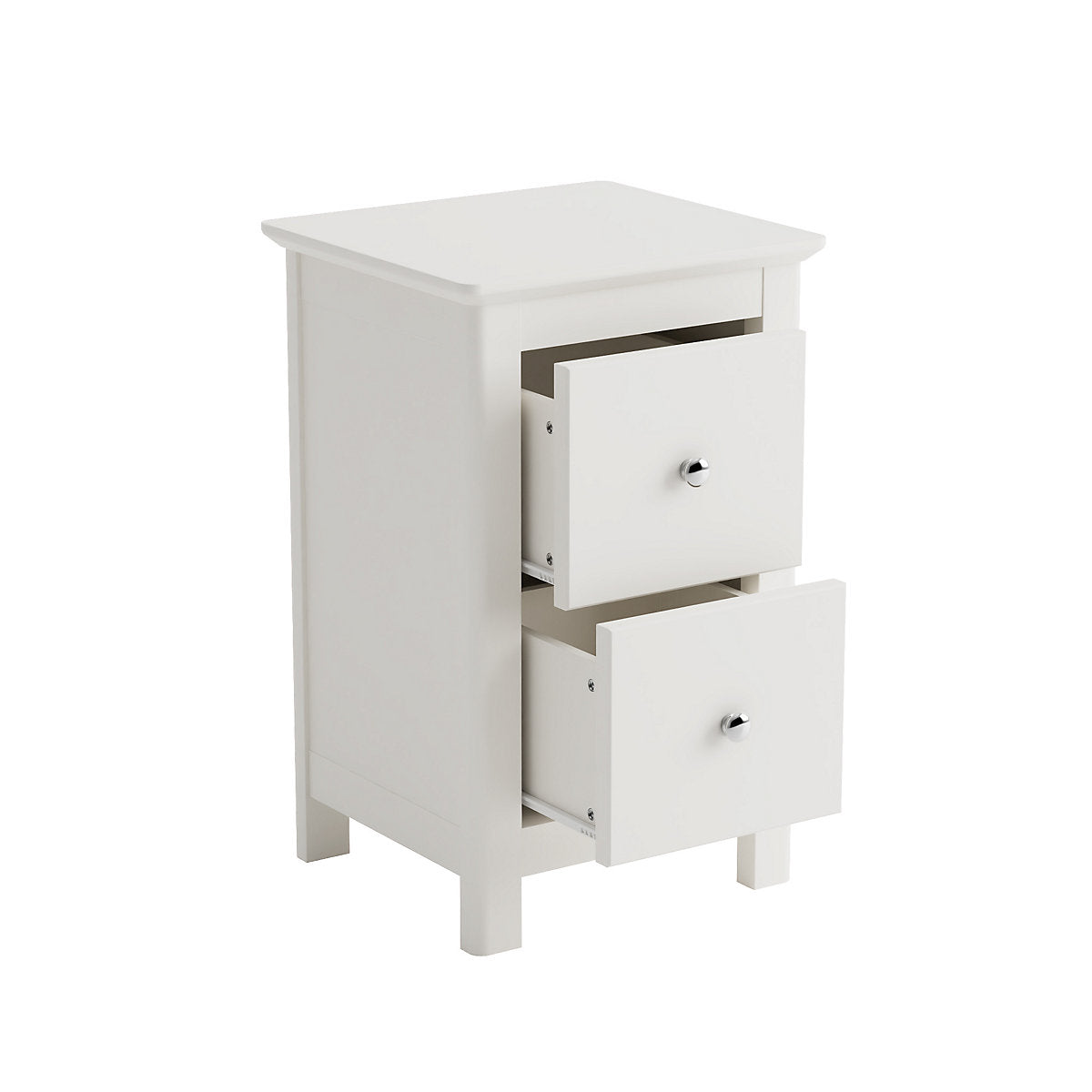 Iznik White Wood 2 Drawer Petite Bedside Cabinet