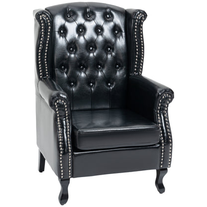 Nana Bafa Black Wingback Accent Chair With Chesterfield Style Tufting And Nail Head Trim