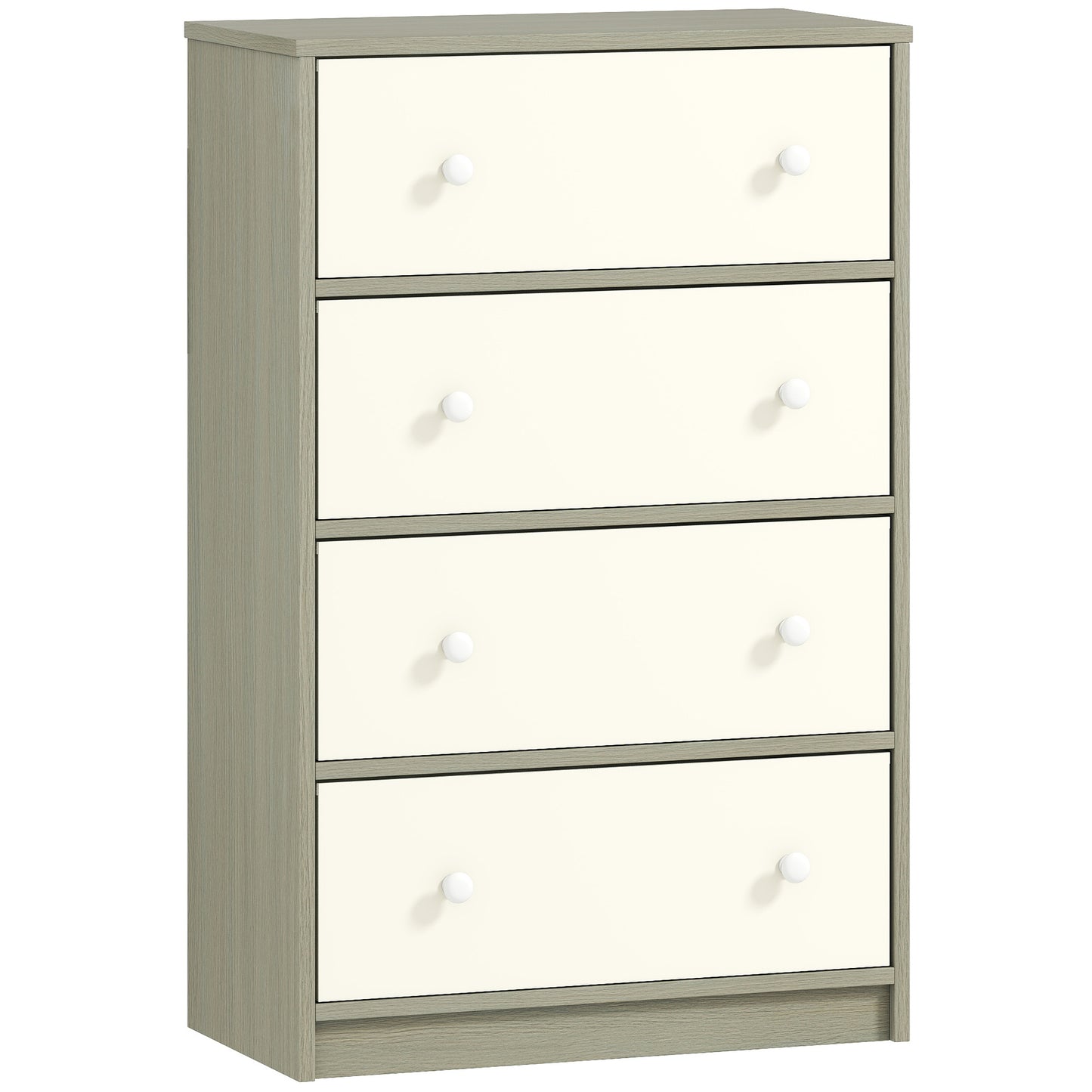 Cottola Fabric And Metal White And Grey 4 Drawer Storage Dresser
