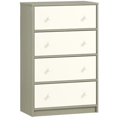 Cottola Fabric And Metal White And Grey 4 Drawer Storage Dresser
