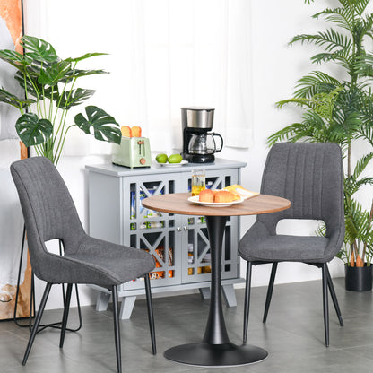 Lihamo Metal Brown Round Dining Table With Slim Base For Kitchen And Dining Spaces