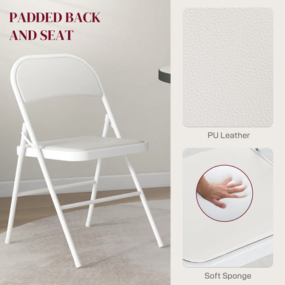 Lofano Metal And Fabric White Cushioned Folding Chairs Set Of 2