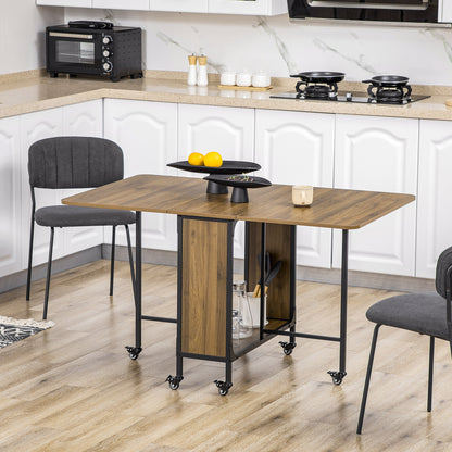 Suzito Wooden Brown And Black Drop Leaf Dining Table Seating 6