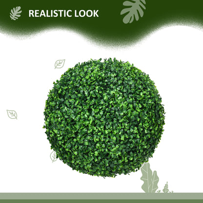 Tasa Halo Pair Of Artificial Boxwood Ball Plants In Green Finish
