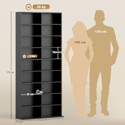 Sezi Wood Black Tall Media Storage Tower With 640 Disc Capacity