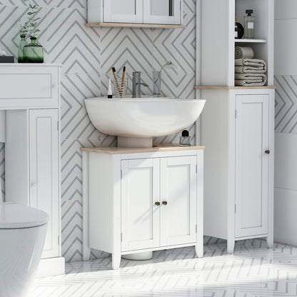 Luzi Freestanding Under Sink Bathroom Cupboard With Adjustable Shelves White
