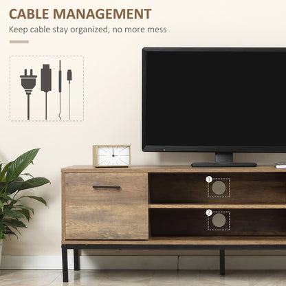 Sodori 132cm Metal And Wood Brown And Black Industrial TV Stand 2 Drawers 1 Door