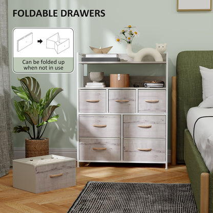 Rile Grey Fabric And Wood 7 Drawer Storage Chest
