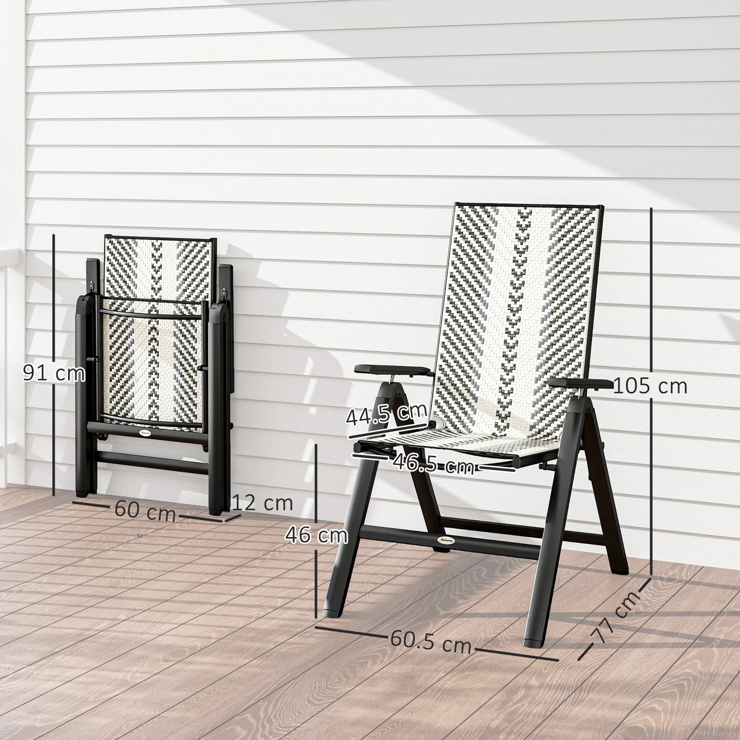 Roso Rattan Grey Reclining Garden Chairs With Adjustable Backrest