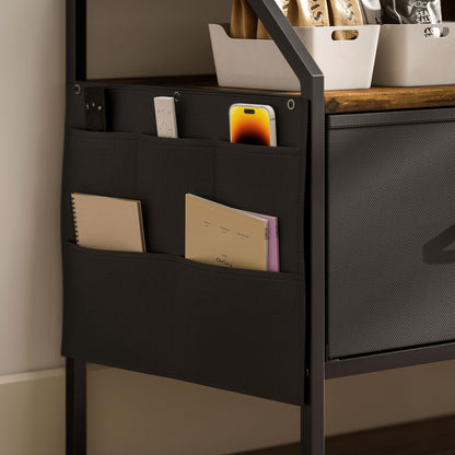 Avamira Small 98cm Black and Brown TV Stand With Foldable Drawers for TV's up to 55 Inches