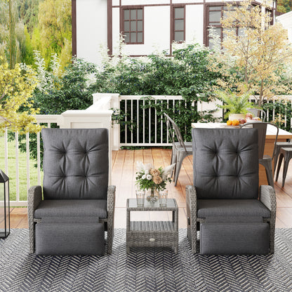 Hafa Rattan Grey 2 Seater Outdoor Chaise Lounge Sofa Set With Cushions