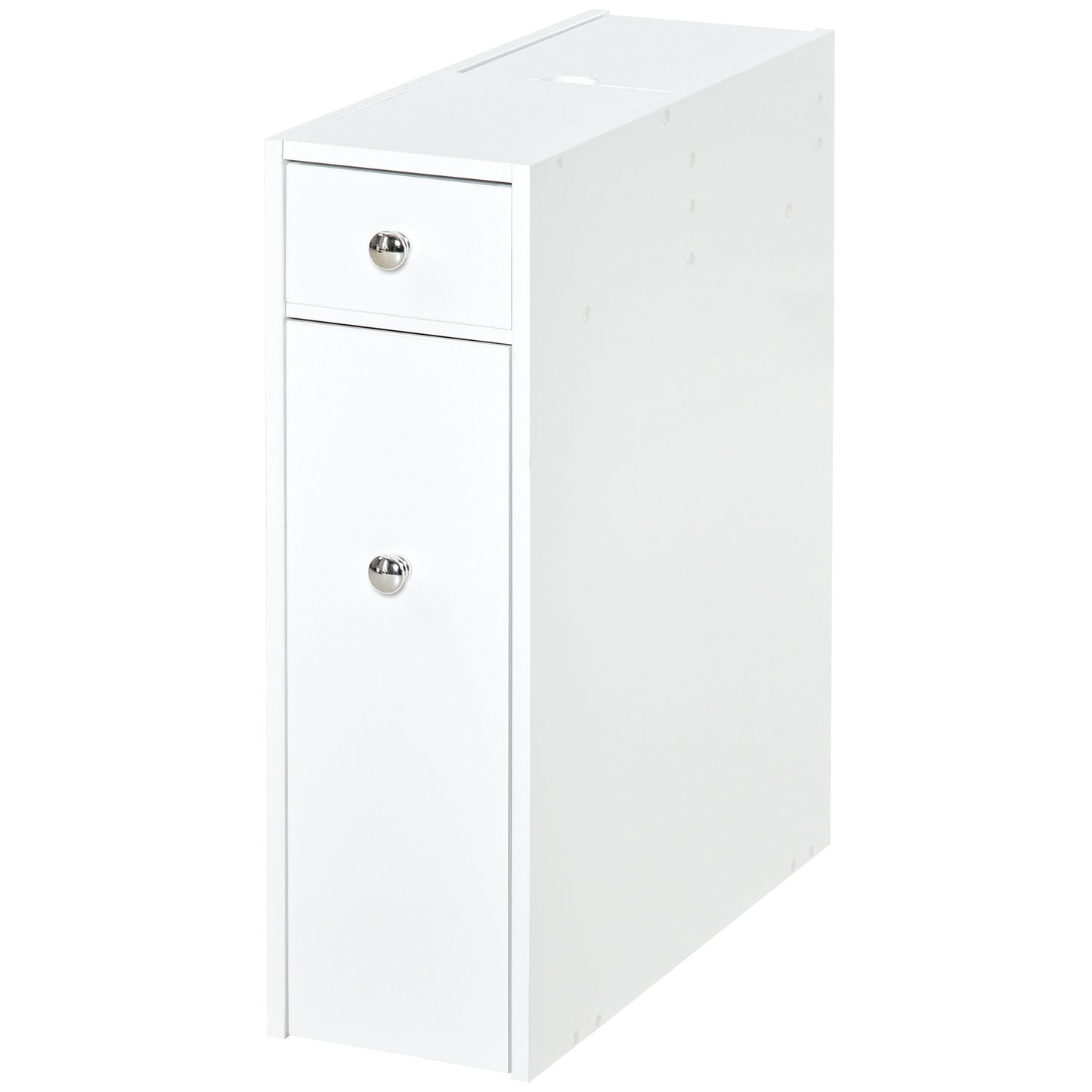 Ninemi Narrow Bathroom Floor Storage Cabinet With Drawers In White