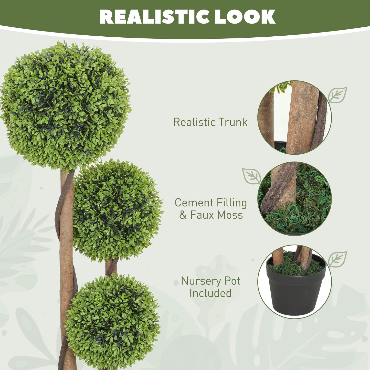 Fidole Set Of 2 Artificial Boxwood Ball Topiary Trees In Pots For Indoor And Outdoor Use