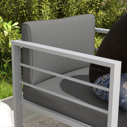 Movitte Metal Grey Single Outdoor Garden Sofa with Cushions