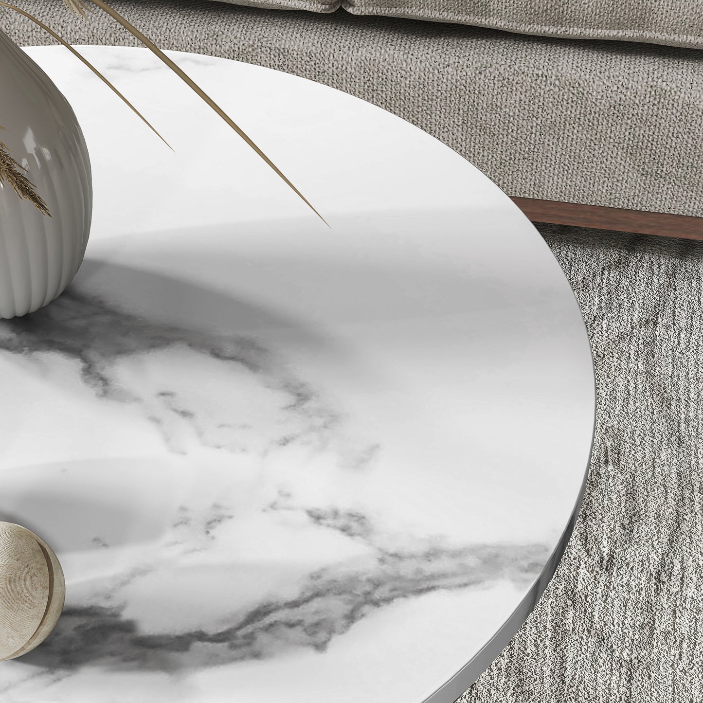 Veco Metal And Marble Effect White And Gold Tone Set Of 2 Coffee Tables