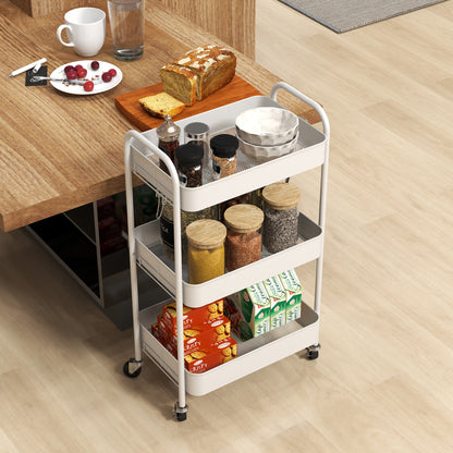 Suka Metal White 3 Tier Steel Storage Trolley
