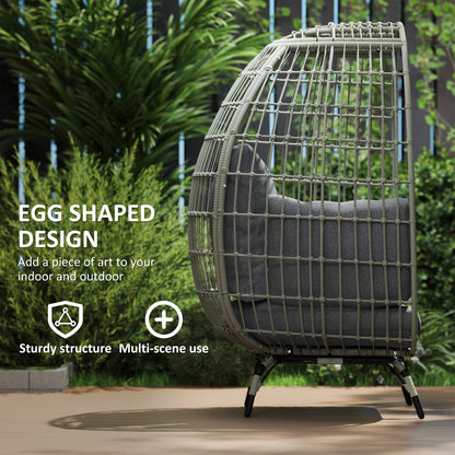 Tomova Grey Rattan Rope Grey Egg Chair with Cushions And Matching Pillows