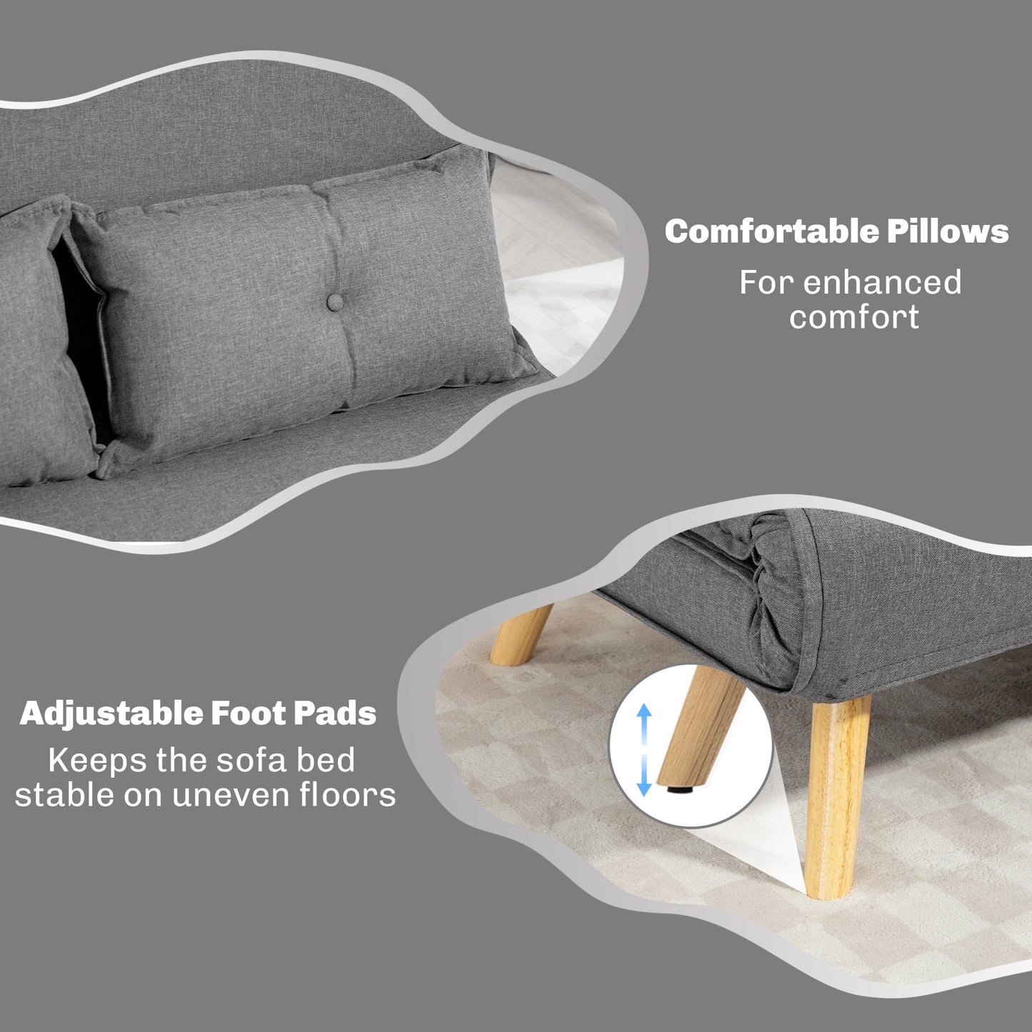 Maba Linen Look Grey 2 Seater Sofa Bed