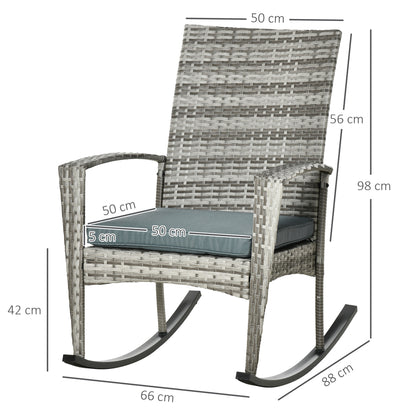 Noreke Set Of 2 Rattan Light Grey  Garden Rocking Chairs With Cushions