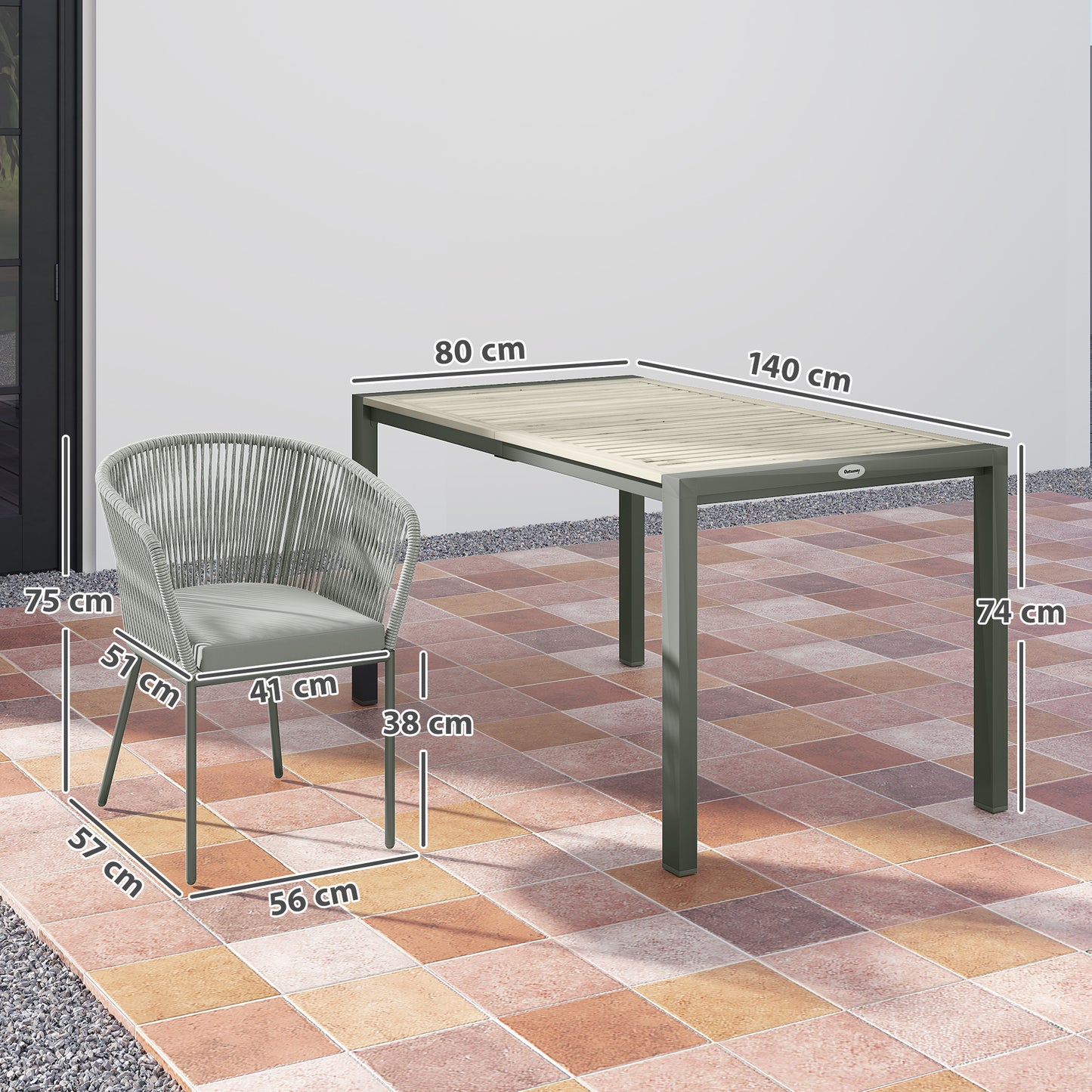 Riluvi Rattan Grey 6 Seater Outdoor Garden Dining Set With Wood Top Table And Cushioned Chairs