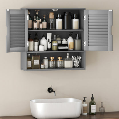 Zilikane Wall Mounted Bathroom Storage Cabinet With Adjustable Shelves Grey 60 x 20 x 60cm