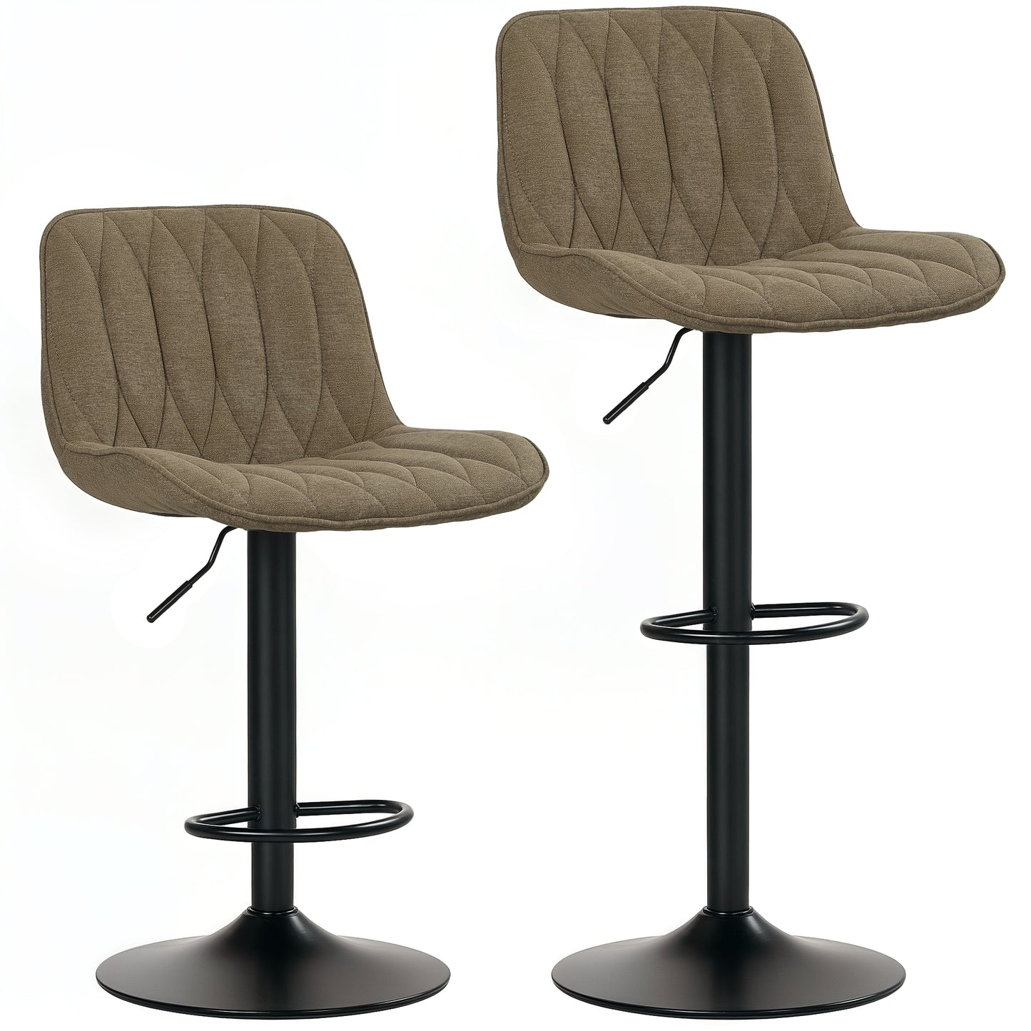 Sehake Fabric Brown Linen Look Bar Stools Set Of 2