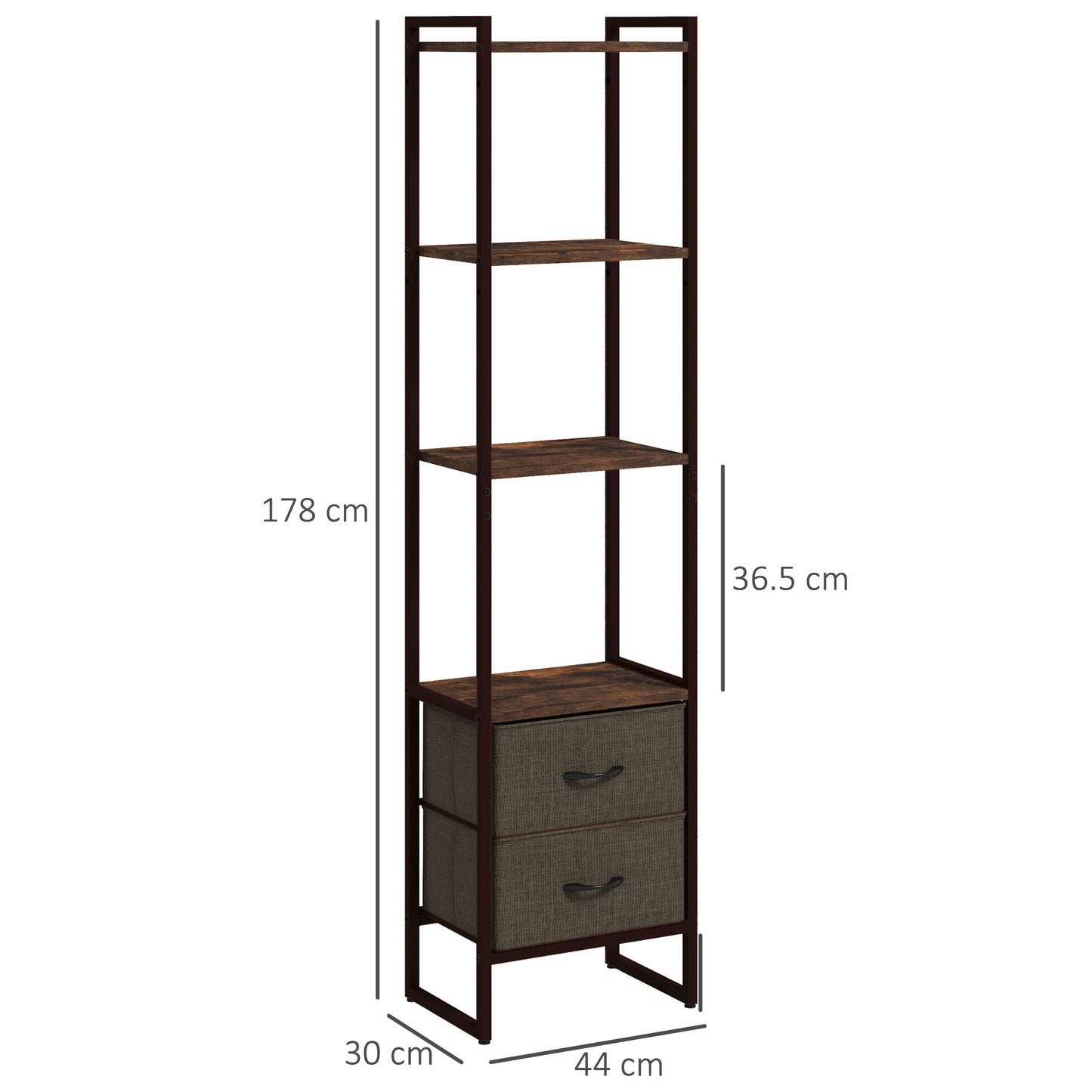 Lufa Metal And Wood Industrial 4 Tier Display Shelf With Lower Drawers