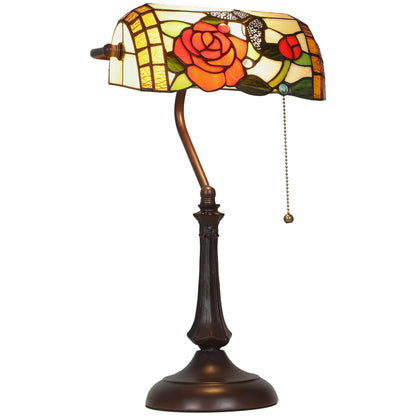Vimoro Vael Glass And Metal Multicolour Tiffany Style Rose And Butterfly Table Lamp