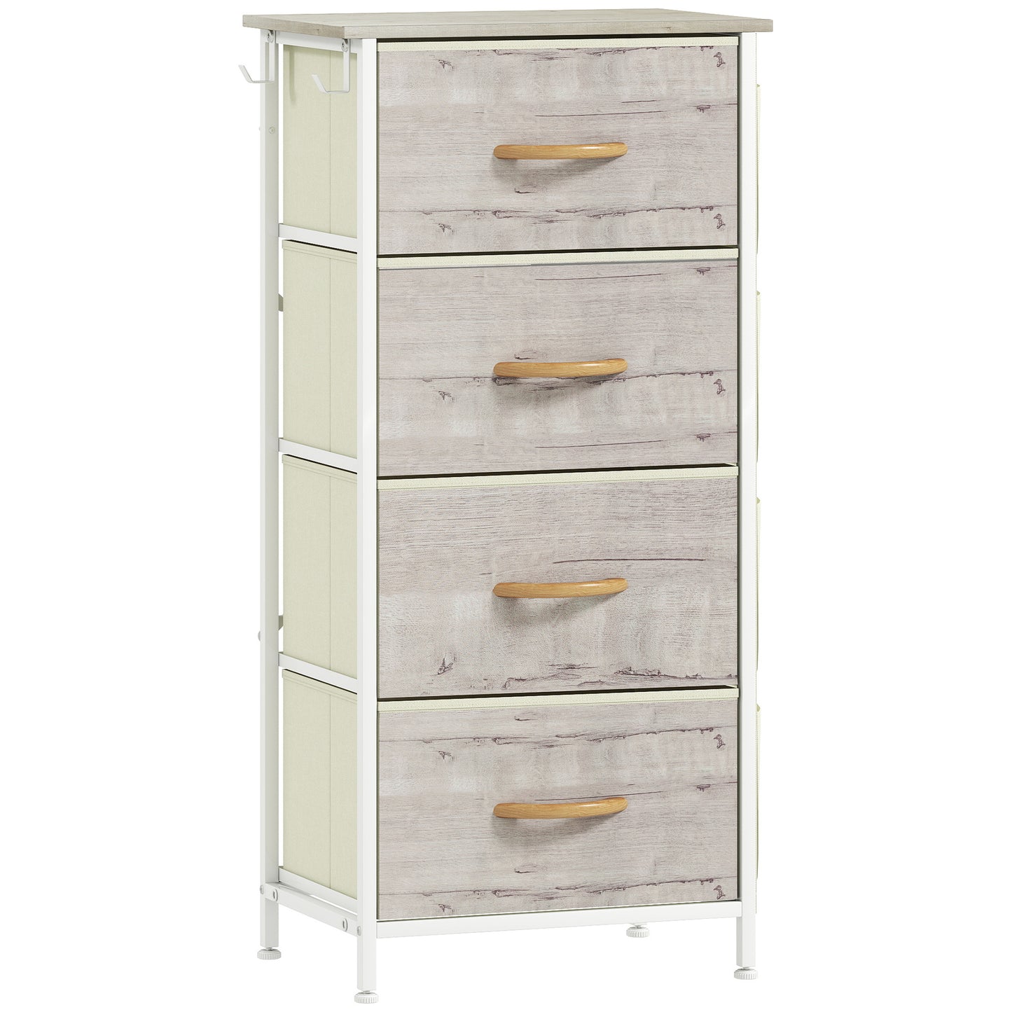 Kosatti Fabric And Metal Natural Wood Finish 4 Drawer Storage Chest