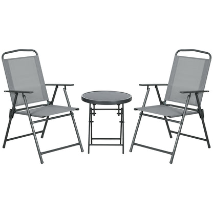 Tonopa Glass And Metal Light Grey 3 Piece Garden Seating Set With Table And Chairs