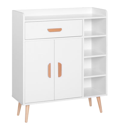 Ropa Wooden White Floor Standing Sideboard With Drawer Storage 2 Doors and 4 Shelves