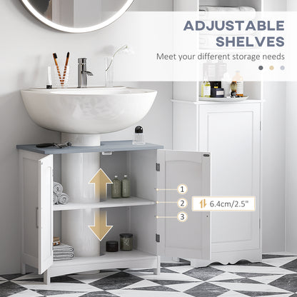 Maraneri Bathroom Furniture Set With Tall Cabinet Floor Storage Drawers And Pedestal Sink Unit White