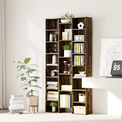 Elmaso Wooden Brown Twenty One Compartment Storage Bookcase