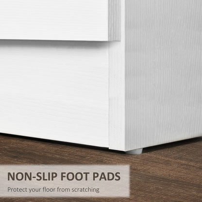Yotose White Wood 3 Drawer Bedside Table with Silver Metal Handles