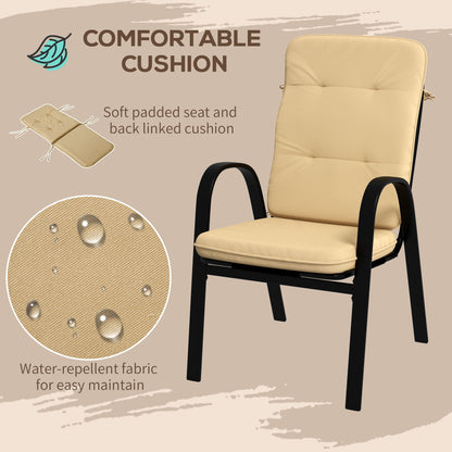 Sukeco Luve 4 Seater Cream Outdoor Square Garden Dining Set with Tempered Glass with Umbrella Hole