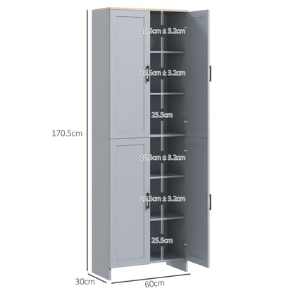 Keketa 171cm Wooden Grey 4 Door Modern Kitchen Pantry Cabinet