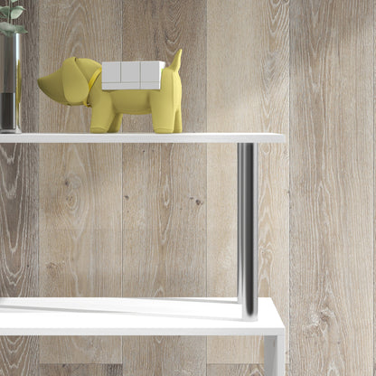 Fini Wood White 5 Tier S ShaFauxd Freestanding Bookcase 80 x 30 x 145 cm