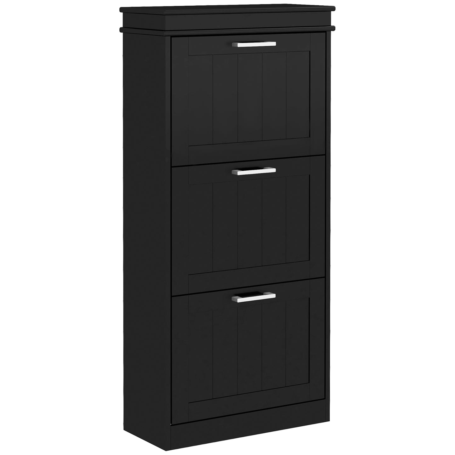 Kaso Wooden Black Minimal 3 Drawer Shoe Cabinet