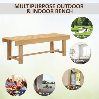 Liveba 110cm Fir Wood Natural Backless 2 Seater Garden Bench Set With Slatted Seats