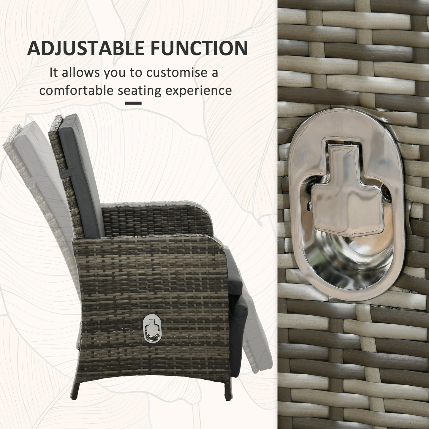 Mazizi Dark Grey Rattan 3 Piece Garden Outdoor Bistro Set With Cushions And Storage Table