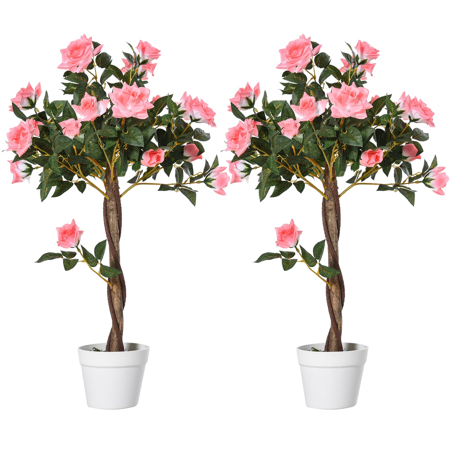 Lizi Dimo Set Of 2 Artificial Pink Rose Floral Plants In Pots H8 90cm
