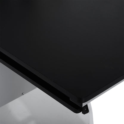 Tafi 100cm Wooden Black Home Office Desk With Keyboard Tray Drawers And Storage Shelves