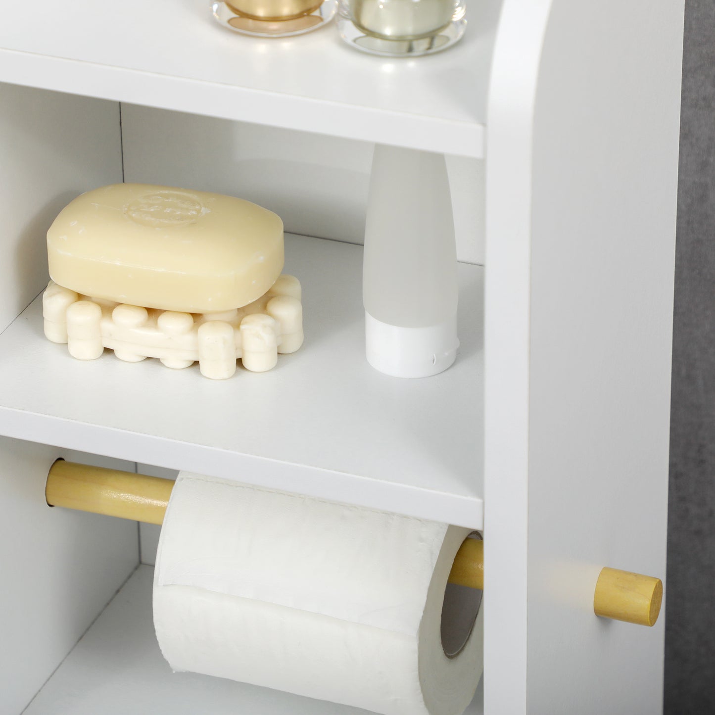 Vale Compact Narrow Bathroom Storage Cabinet In White