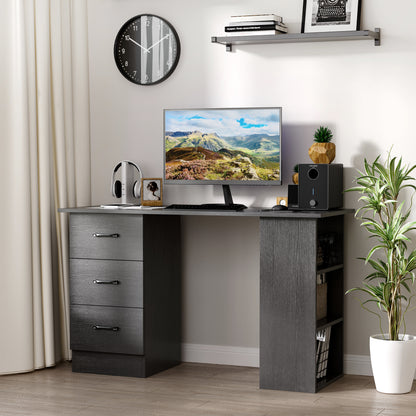 Fasasa 120cm Black Home Office Desk With 3 Shelves And 3 Drawers