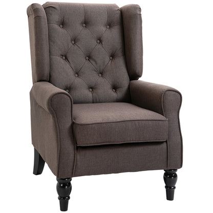 Mizi Fabric Brown Wingback Accent Chair With Button Tufted Upholstery